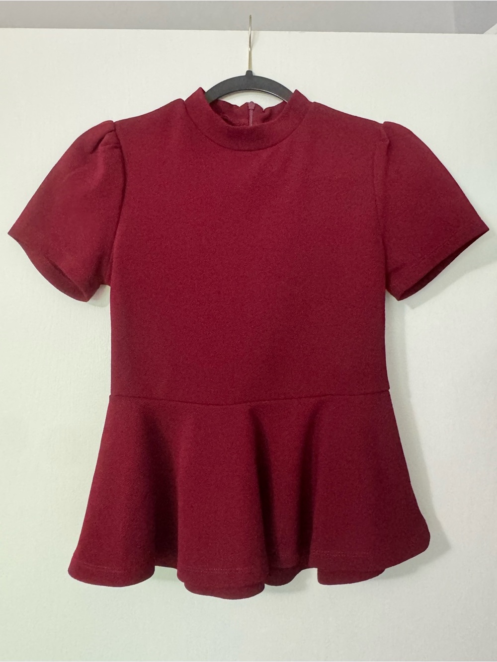 SHEIN Burgundy Short Sleeve Peplum Top